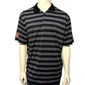 Nike Golf Tour Performance Dri-FIT Polo Shirt Mens XL Black White Stripe 452505
